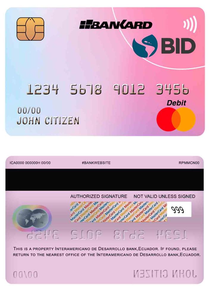 Ecuador Interamericano de Desarrollo (BID) bank mastercard